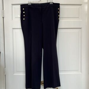 New Express Blue Wide Leg Trouser With Button Trim